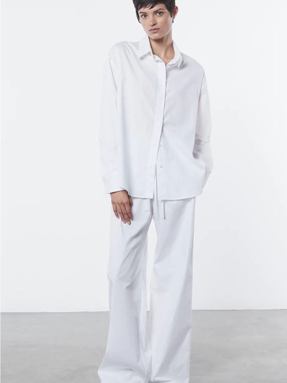 Enza Costa White Poplin Trouser Pants XS